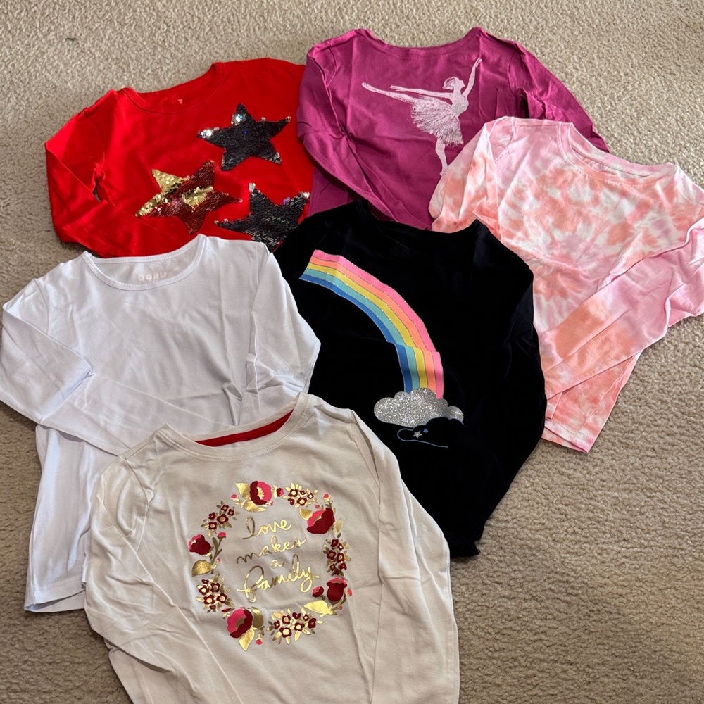 Lot of 6 long sleeve girls t-shirts